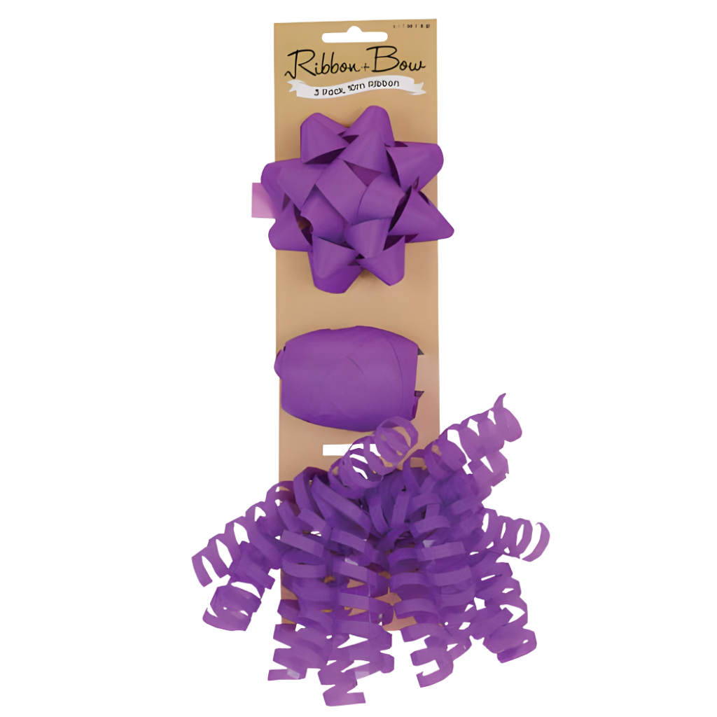 Gift Bow & Ribbon - Purple (3pk) 