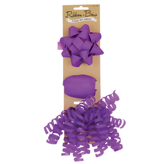 Gift Bow & Ribbon - Purple (3pk) 