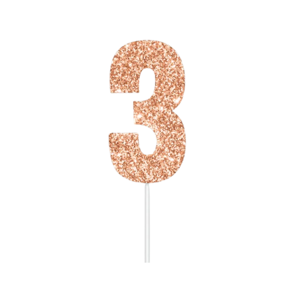 Rose Gold Numeral Cake Topper [No.:3]