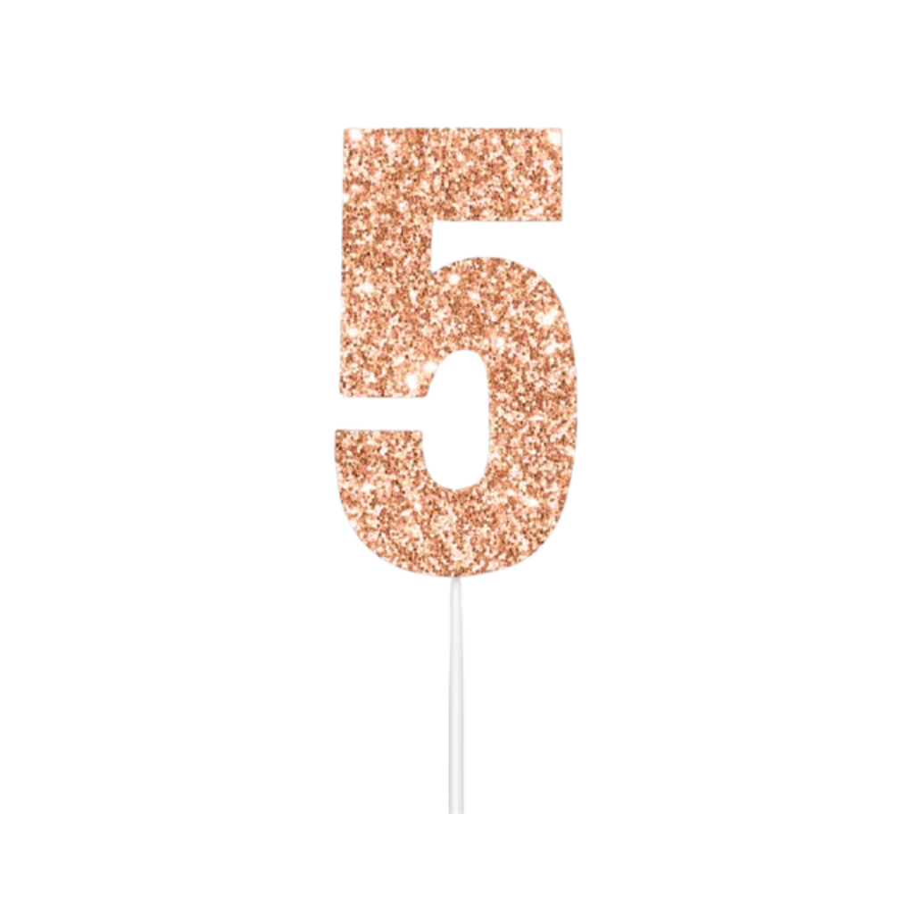 Rose Gold Numeral Cake Topper [No.:5]