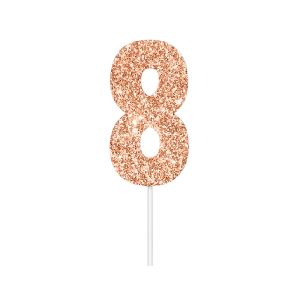 Rose Gold Numeral Cake Topper [No.:8]