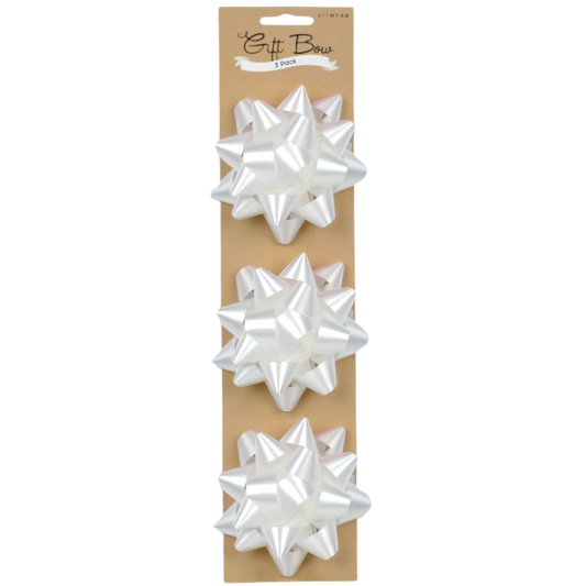 3pk Gift Bows - White (9.5cm) 
