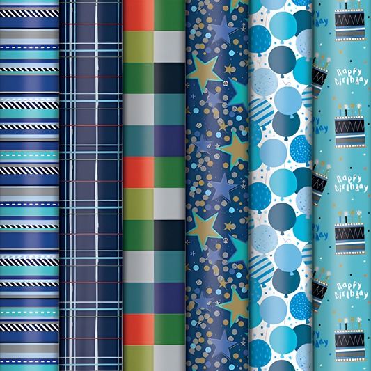Roll Wrap - Masculine Assorted (3m) [Des.:Happy Birthday]