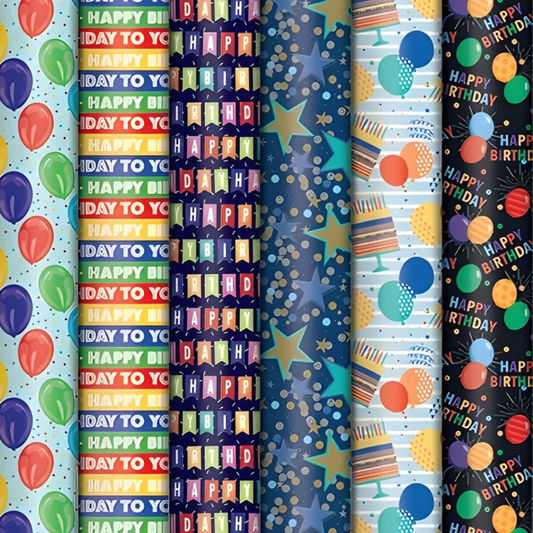 Roll Wrap - Birthday Assorted (3m) [Des.:Balloons]
