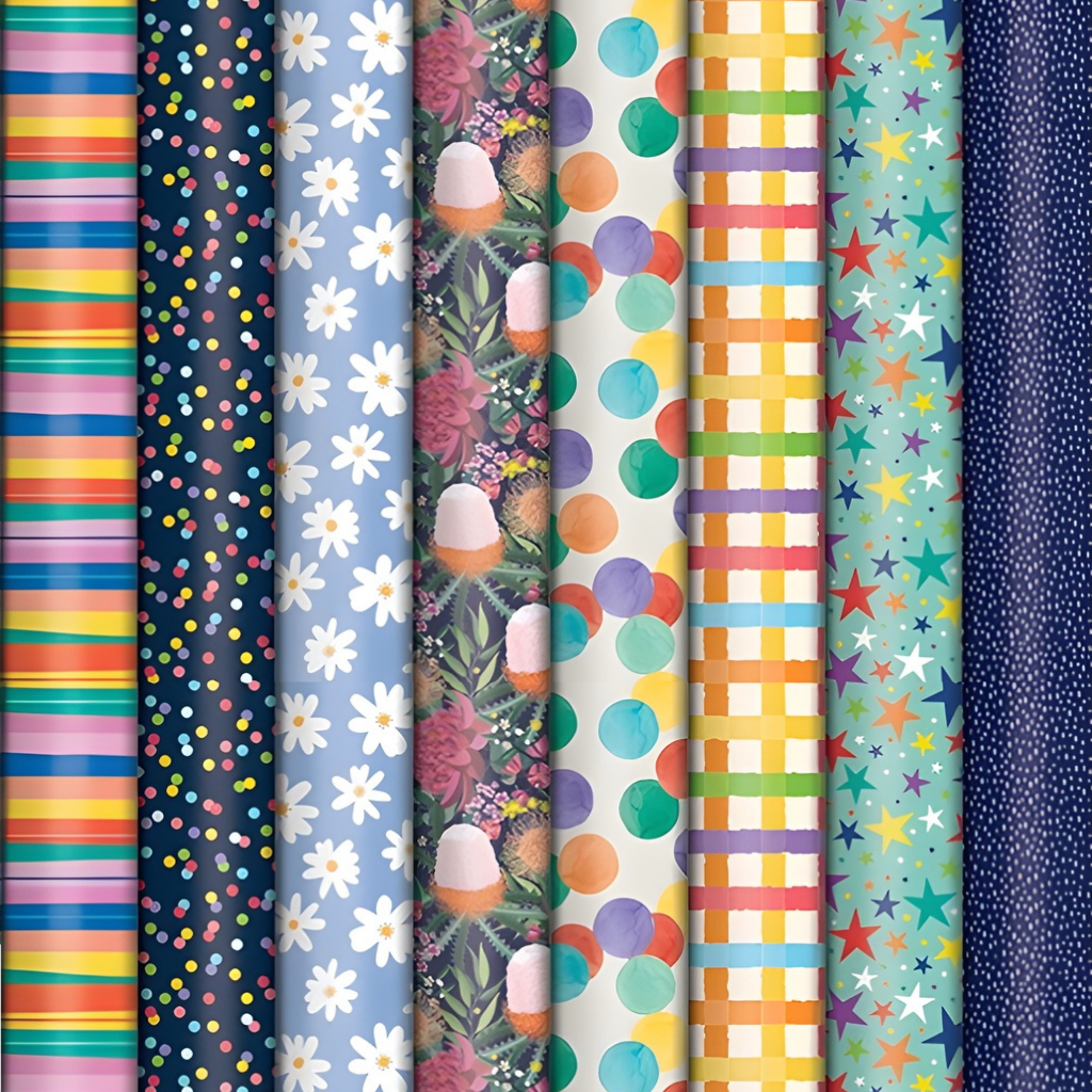 Roll Wrap - Blank Assorted (3m) [Des.:Stripes]