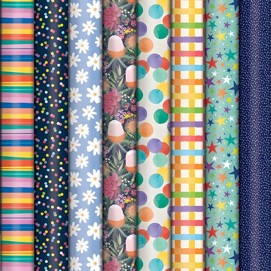 Roll Wrap - Blank Assorted (3m) [Des.:Stripes]