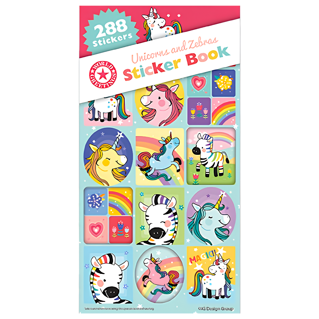 Unicorns + Zebras Sticker Book