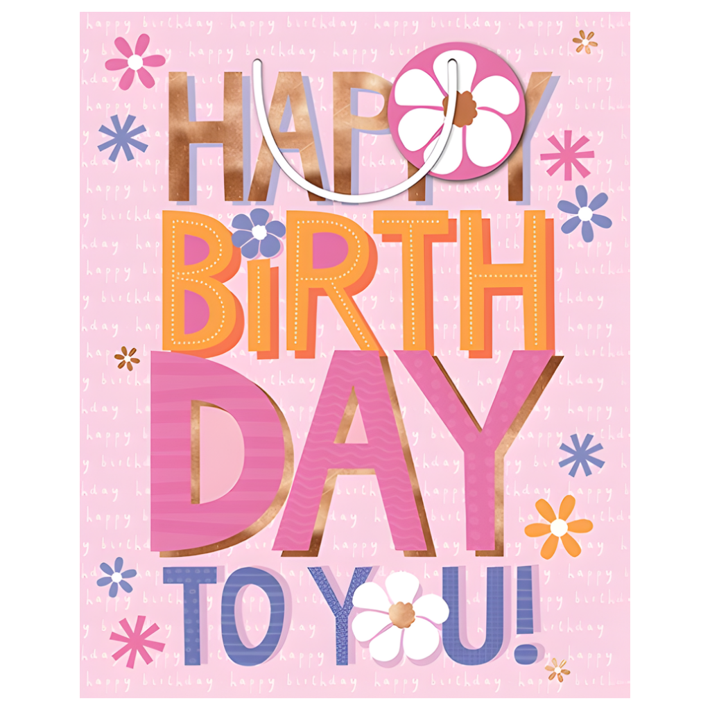 Gift Bag - Pink Happy Birthday [Sz:Medium]
