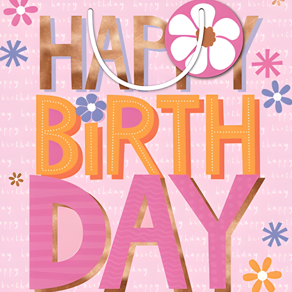 Gift Bag - Pink Happy Birthday [Sz:Medium]