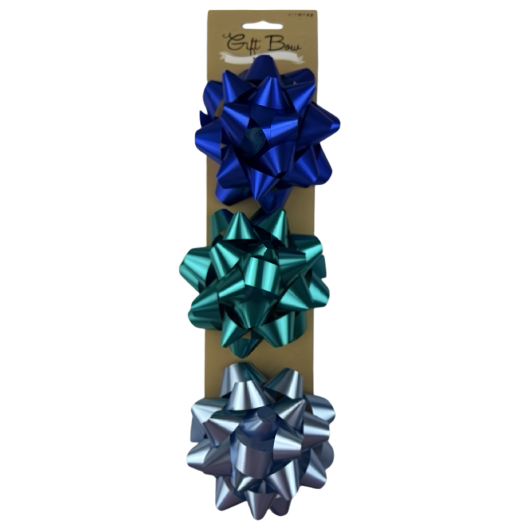 3pk Gift Bows - Blues (9.5cm) 