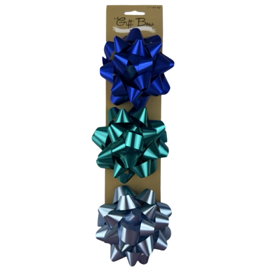 3pk Gift Bows - Blues (9.5cm) 