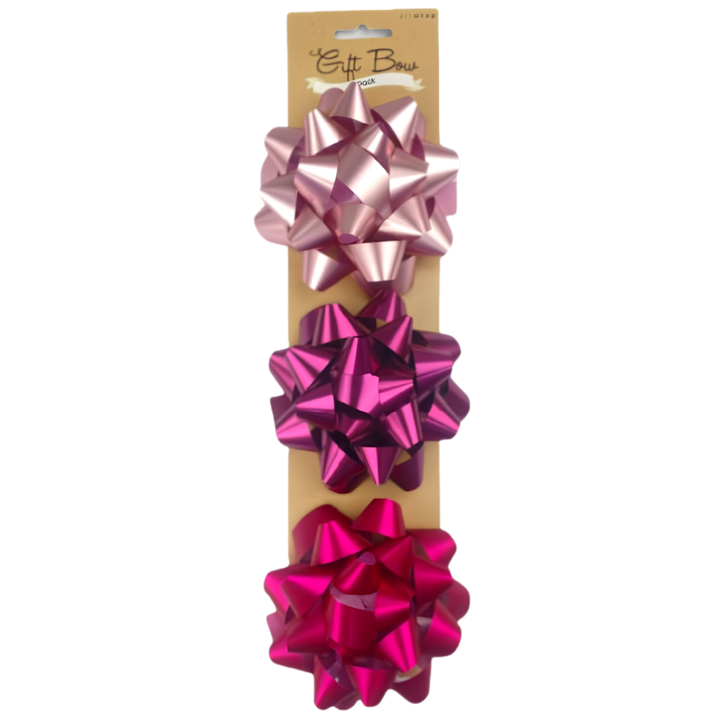 3pk Gift Bows - Pinks (9.5cm)