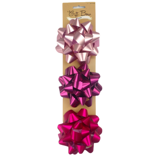 3pk Gift Bows - Pinks (9.5cm)