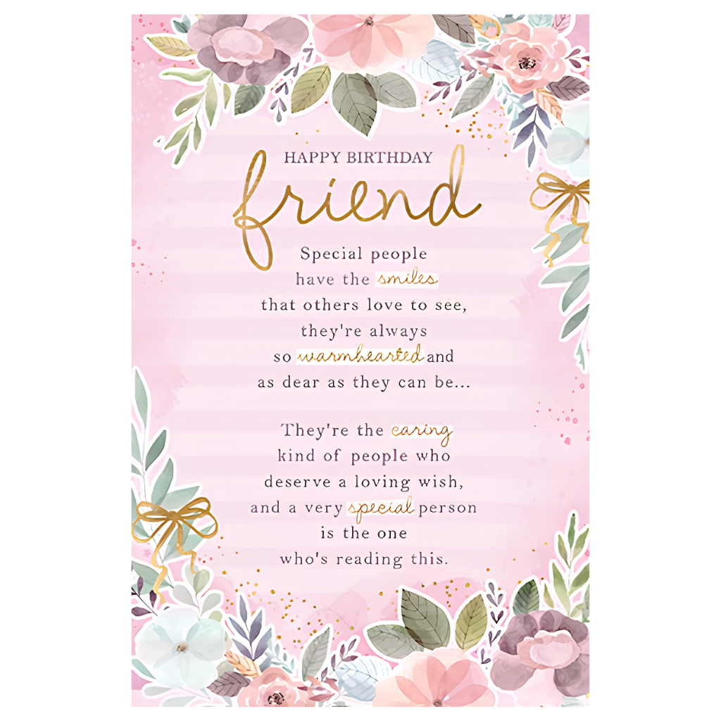 Happy Birthday Friend Floral Border