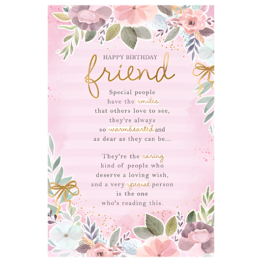 Happy Birthday Friend Floral Border