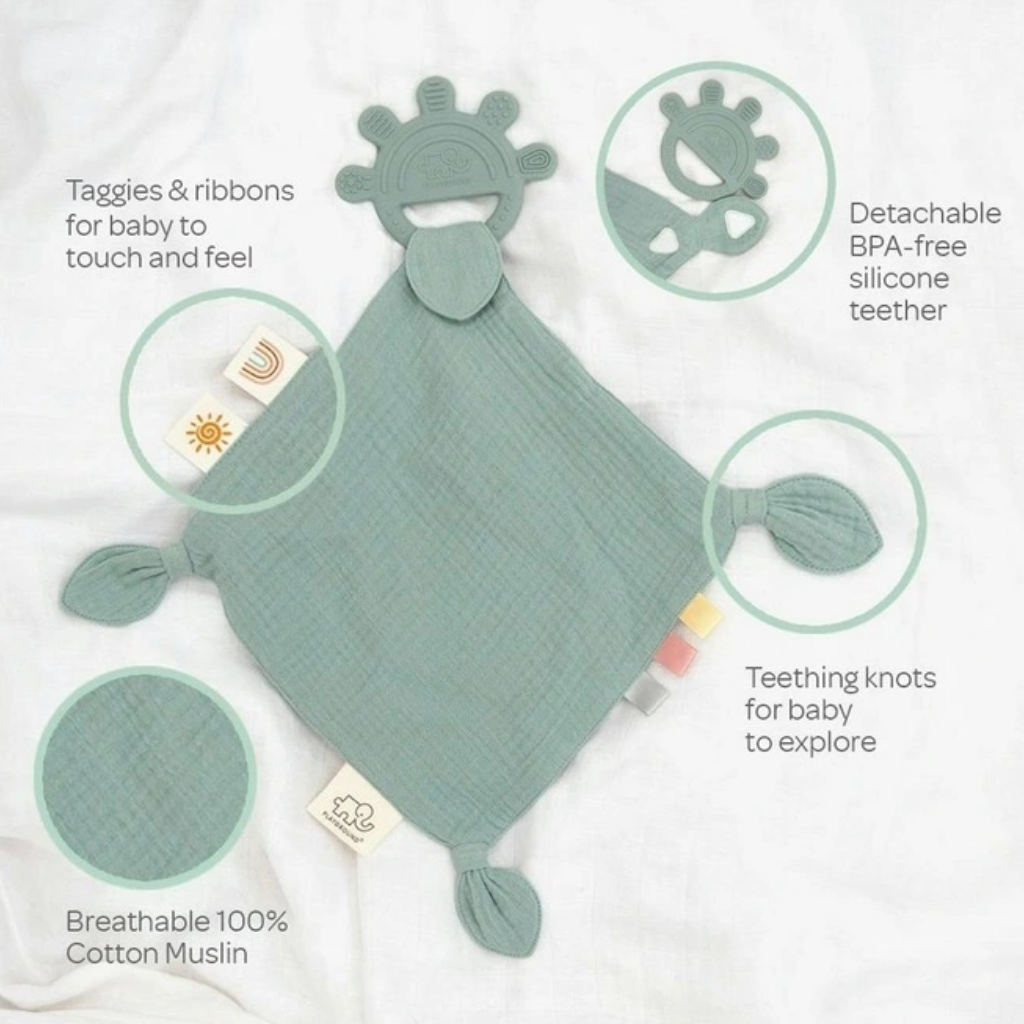 Sage Muslin with Silicone Teether