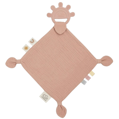Pink Muslin with Silicone Teether