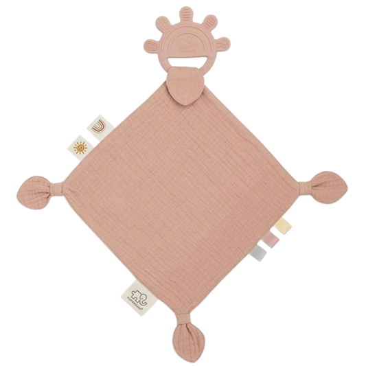 Pink Muslin with Silicone Teether