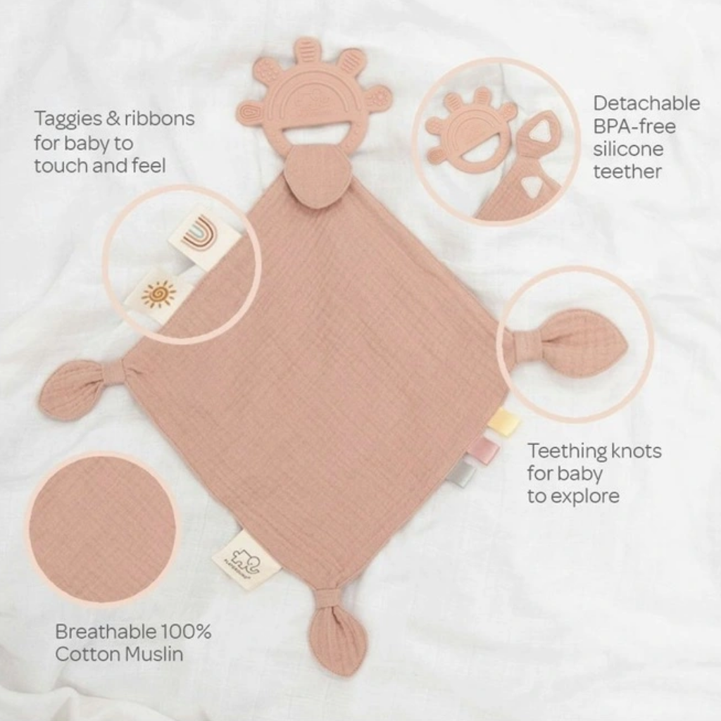 Pink Muslin with Silicone Teether