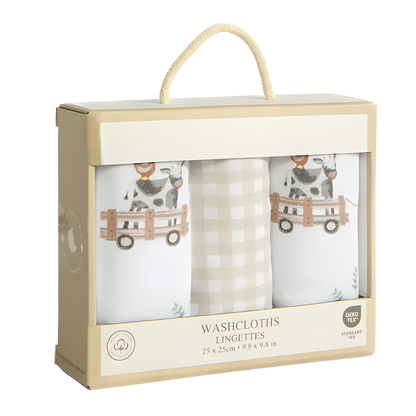 Set of 3 Washcloths - Tractor Ride