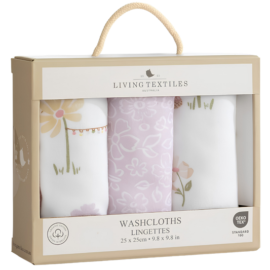 3 Pack Organic Washcloths - Whimsical Wonderland