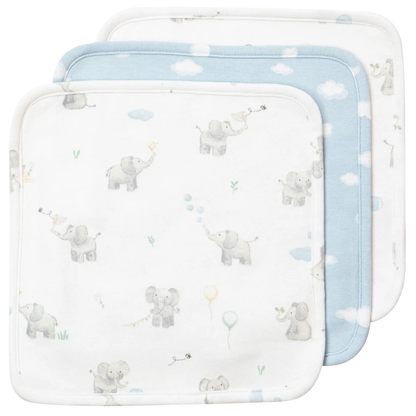 3 Pack Organic Washcloths - Elephant Playtime