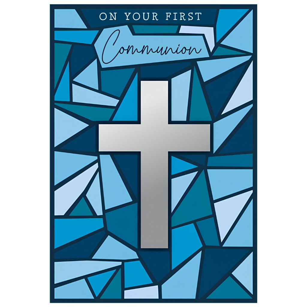On Your First Communion Blue Stained Glass