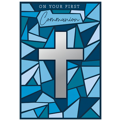On Your First Communion Blue Stained Glass