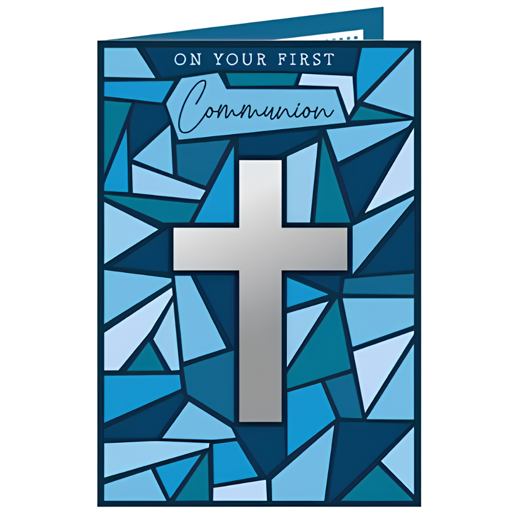 On Your First Communion Blue Stained Glass