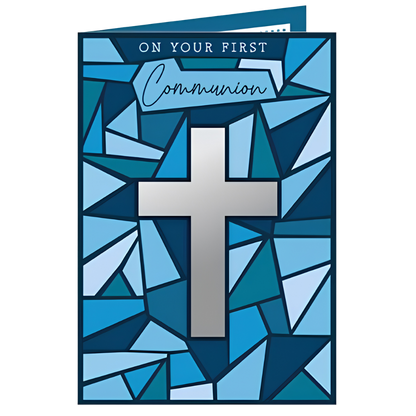 On Your First Communion Blue Stained Glass