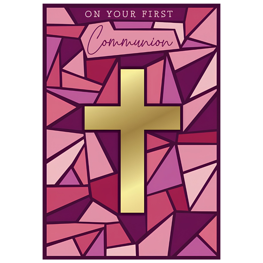 On Your First Communion Pink Stained Glass