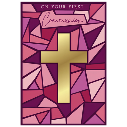 On Your First Communion Pink Stained Glass