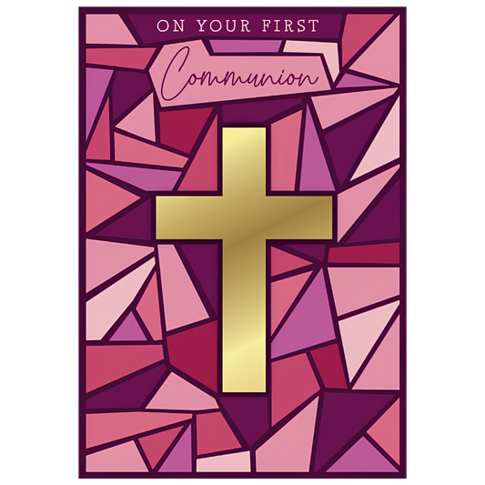 On Your First Communion Pink Stained Glass