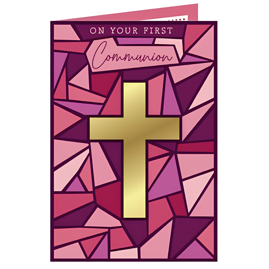 On Your First Communion Pink Stained Glass