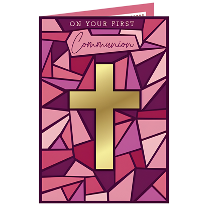On Your First Communion Pink Stained Glass