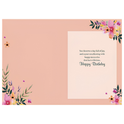 Beautiful Birthday, Watercolour Flowers