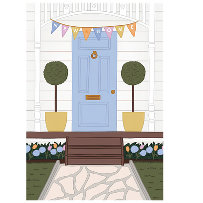New Home Blue Door and Bunting