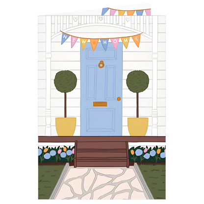 New Home Blue Door and Bunting