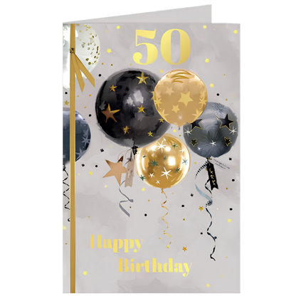 50th Gold and Black Balloons