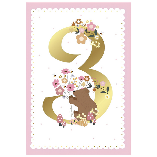 3rd Birthday Bear With Flowers