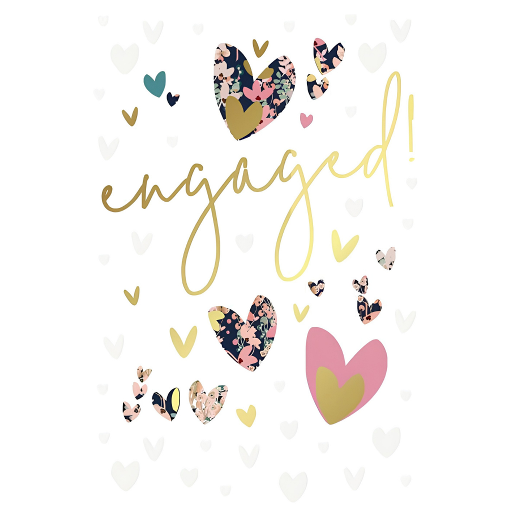 Engagement Floral Hearts on White