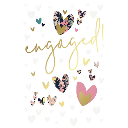 Engagement Floral Hearts on White