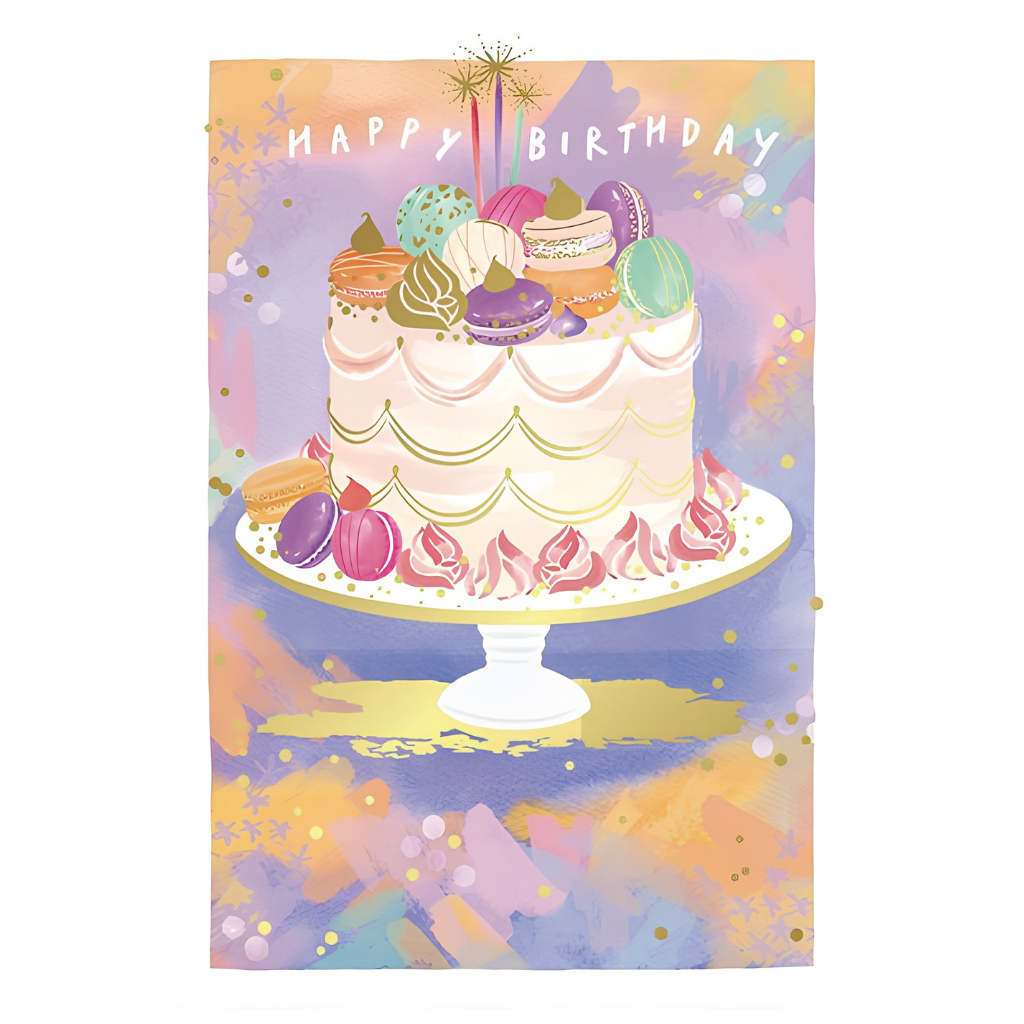 Happy Birthday, Cake with Macarons