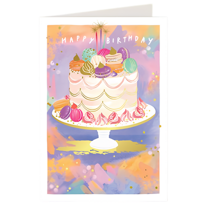 Happy Birthday, Cake with Macarons