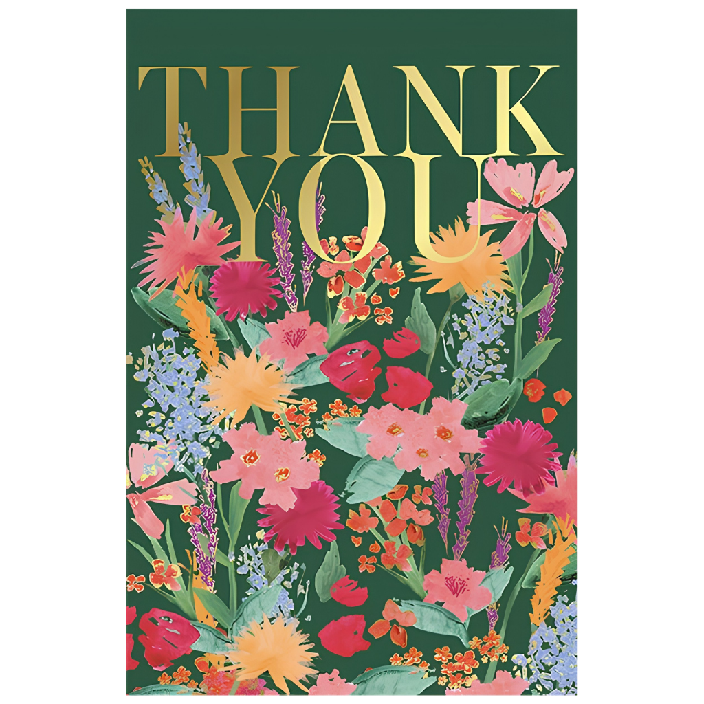 Thank You Female Garden of Flowers with Gold Text