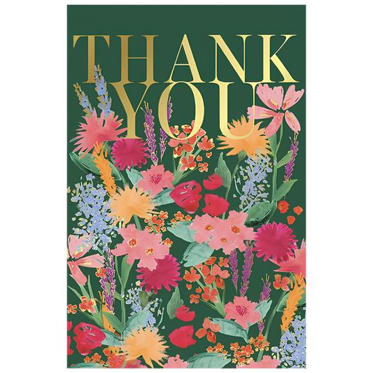 Thank You Female Garden of Flowers with Gold Text