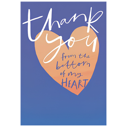 Thank You Gen Painted Text and Heart on Blue