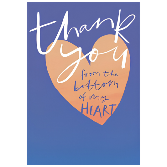 Thank You Gen Painted Text and Heart on Blue