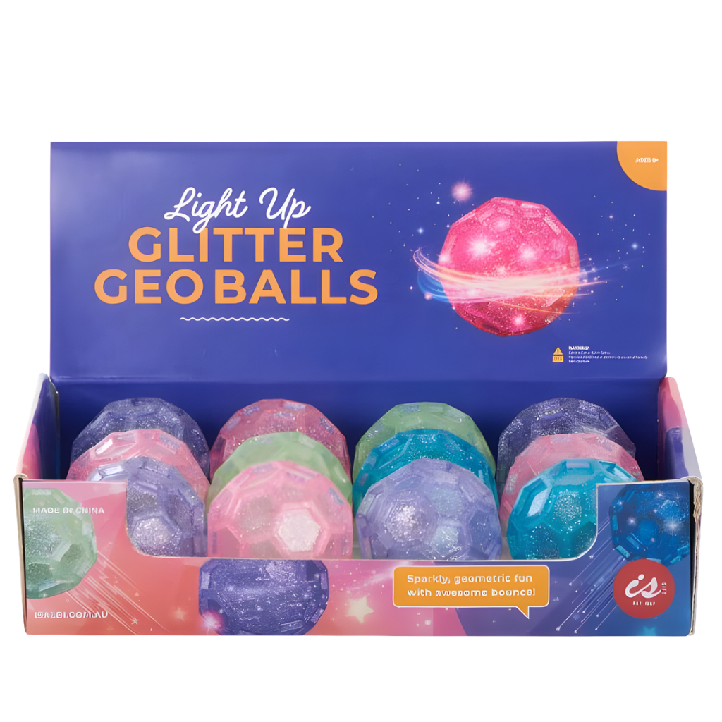 Light Up Glitter Geo Ball (4 Asst)