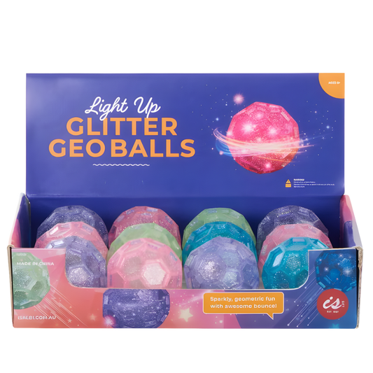 Light Up Glitter Geo Ball (4 Asst)
